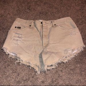 Lee High waisted Distressed khaki Shorts